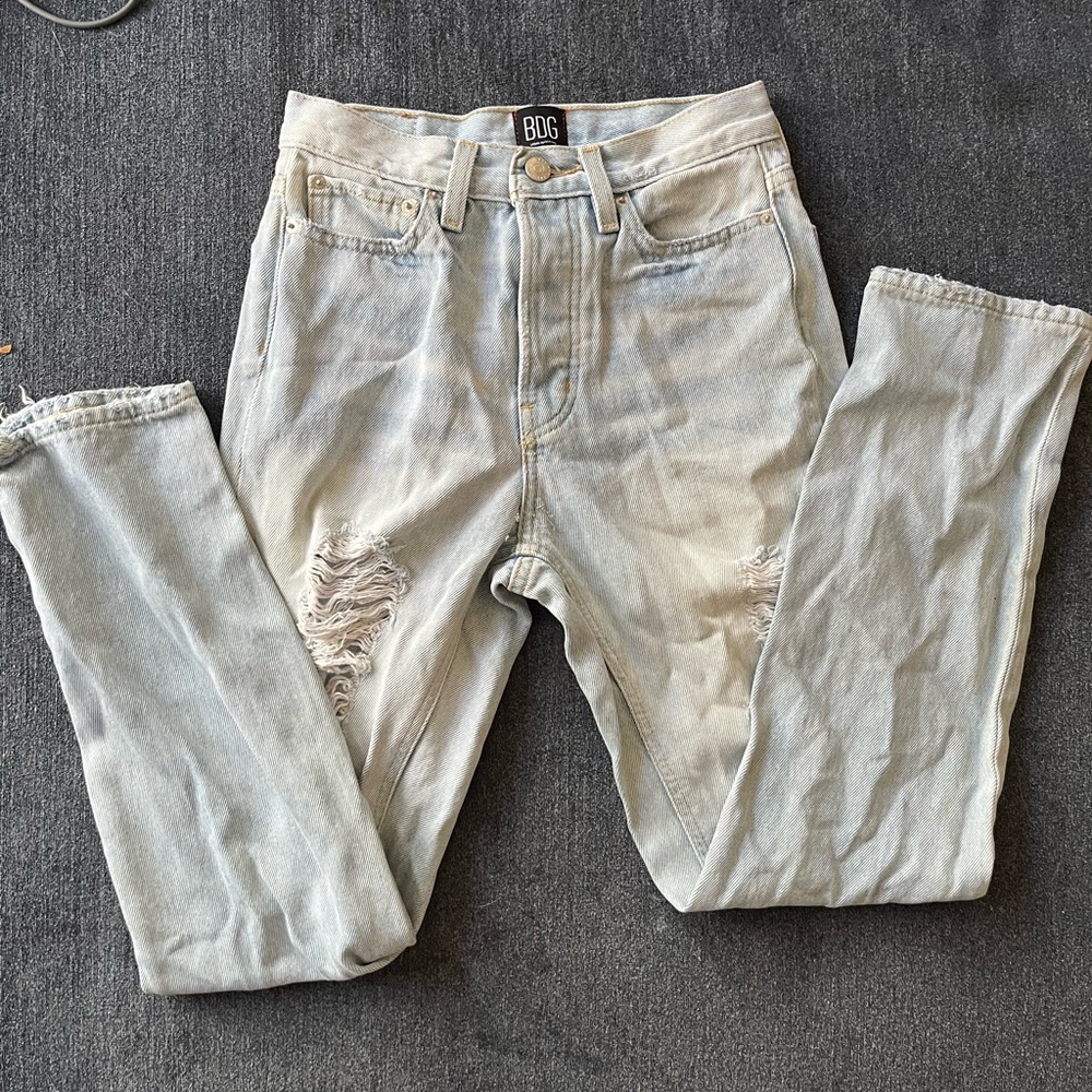 Light wash BDG jeans with distress